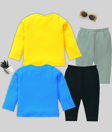 Kuchipoo Multicolor Cotton Blend Baby Boy T-Shirt & Pyjama Set ( Pack of 2 )