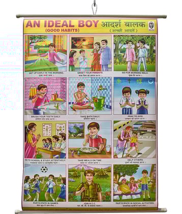 An Ideal Boy (Good Habbits) Chart Laminated Wall Chart (Size 100X75 CM) Perfect for Kids, Homeschooling, Kindergarten and Nursery Students