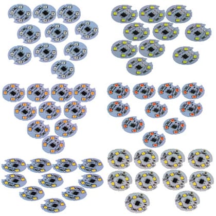 0.5 Watt LED DOB PCB for Projects and Making New LED Bulbs, Decoration Purpose (Pack of 60, White,green,red,blue,warm white.pink)
