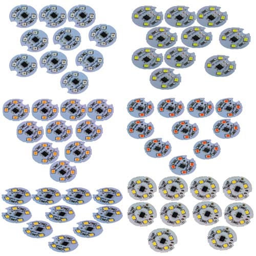 0.5 Watt LED DOB PCB for Projects and Making New LED Bulbs, Decoration Purpose (Pack of 60, White,green,red,blue,warm white.pink)