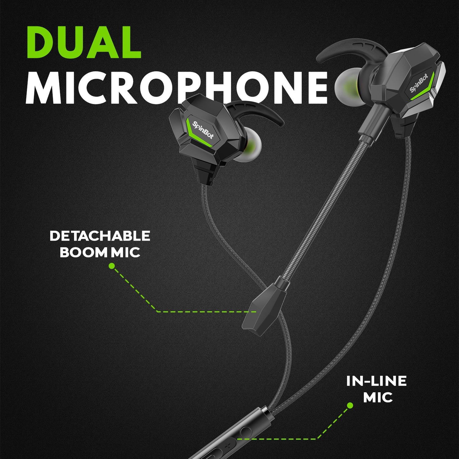SpinBot BattleBudz W20 Wired Gaming Earphone with Boom Mic SpinBot BattleBudz W20 Wired Gaming Earphone with Boom Mic - Red