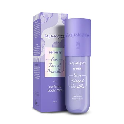 Aqualogica Refresh+ Sun Kissed Vanilla Perfume Body Mist | Warm Vanilla Fragrance | Long- Lasting Fragrance | Double Duty Mist for Hair & Body | Non-Irritating & Hydrating | Skin Friendly | For Men & Women | 150 ml Aqualogica Refresh+ Sun Kissed Vanilla 