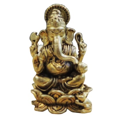 Brass Ganesh Ji Murti for Office Desk, Business & Vastu, Height : 2 Inch (BSMAS1869 G)