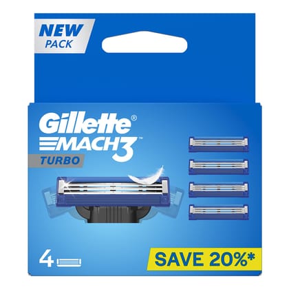 Gillette Mach 3 Turbo Manual Shaving Razor Blades - 4s Pack (Cartridge)