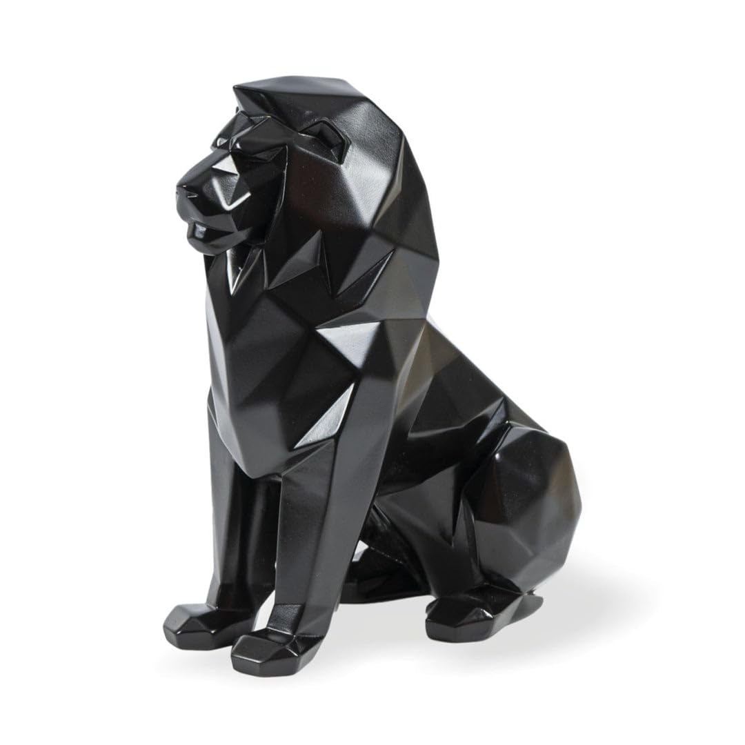 Artarium Stylized Geometric Sitting Lion Figurine Home Decorative Showpiece, Sitting Lion Statue for Home Decor, Animal Statue Showpiece Hand Made Statue (1 Piece)