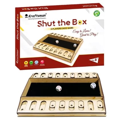 Wooden Shut the Box Game Family Dice Challenge Mastered | 2 Players Game Wooden Shut the Box Game Family Dice Challenge Mastered | 2 Players Game