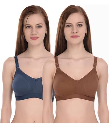 Elina Pack of 2 100% Cotton Non Padded Women's T-Shirt Bra ( Multicolor )