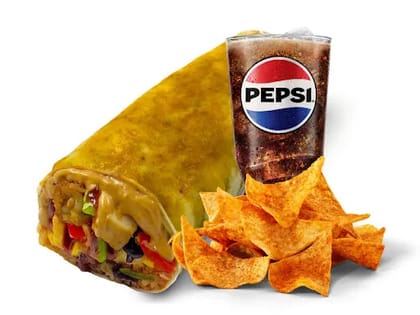 Grilled Cheese Boss Burrito Non Veg + Nachos & Pepsi