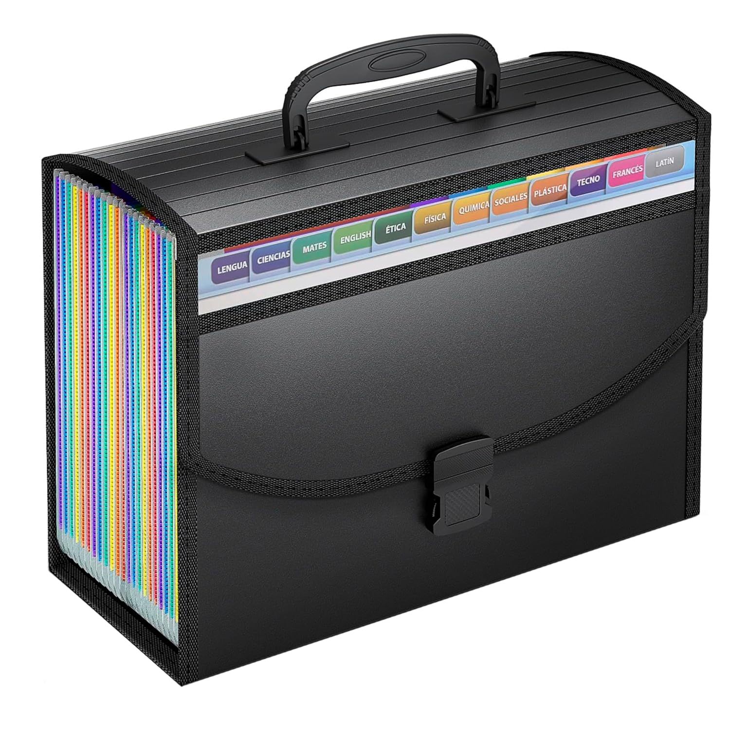 Storite 25 Pockets Accordion File Organizer With Handle,Expanding File Folders For Documents, A4/Letter Size Expandable Accordian Filing Folders With Visible Window, Black