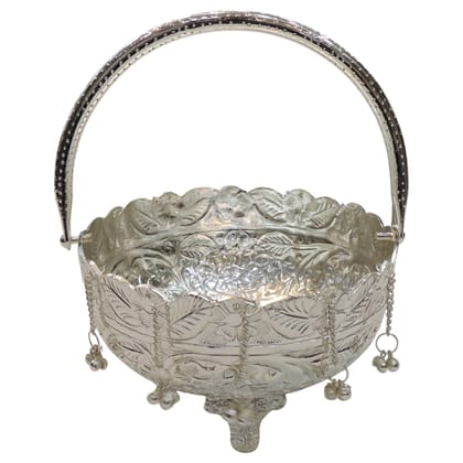 Aluminium Decorative Basket | Designer Storage & Gifting Tray, Height : 3.5 Inch (ATMAS071 D)