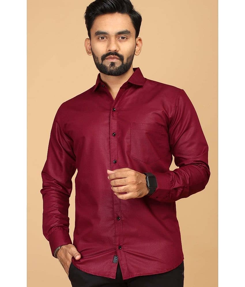 STI Viscose Regular Fit Solids Full Sleeves Men's Casual Shirt - Maroon ( Pack of 1 )