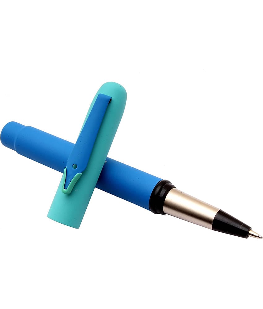 Srpc Unique Magnetic Cap Ballpoint Pen Matte Blue & Sky Blue Metal Body Blue Refill