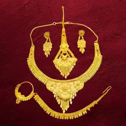 Elevate Your Look with this Gold-Plated Bridal Jewelry Set Perfect for Weddings and Special Occasions
