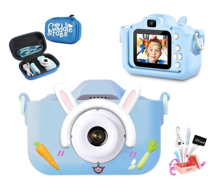 CADDLE & TOES Kids Camera with Camera Case for Kids Aged 4-12 Yrs,1080P HD Toddler Digital Video Camera,Children's for Boys/Girls,Perfect Christmas/Birthday Gifts (RabbitEar Blue+Blue Case) CADDLE & TOES Kids Camera with Camera Case for Kids Aged 4-12 Yr