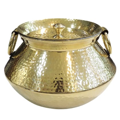 Pure Brass Handi with Lid | Traditional Biryani Handi Pot for Slow Cooking, Serving & Indian Cuisine (BCMAS207 C)