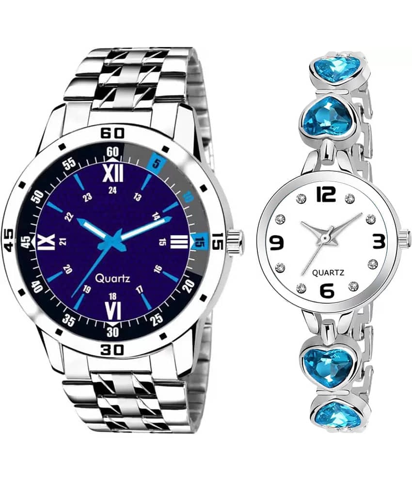 EEWHI Silver Stainless Steel Analog Couple's Watch