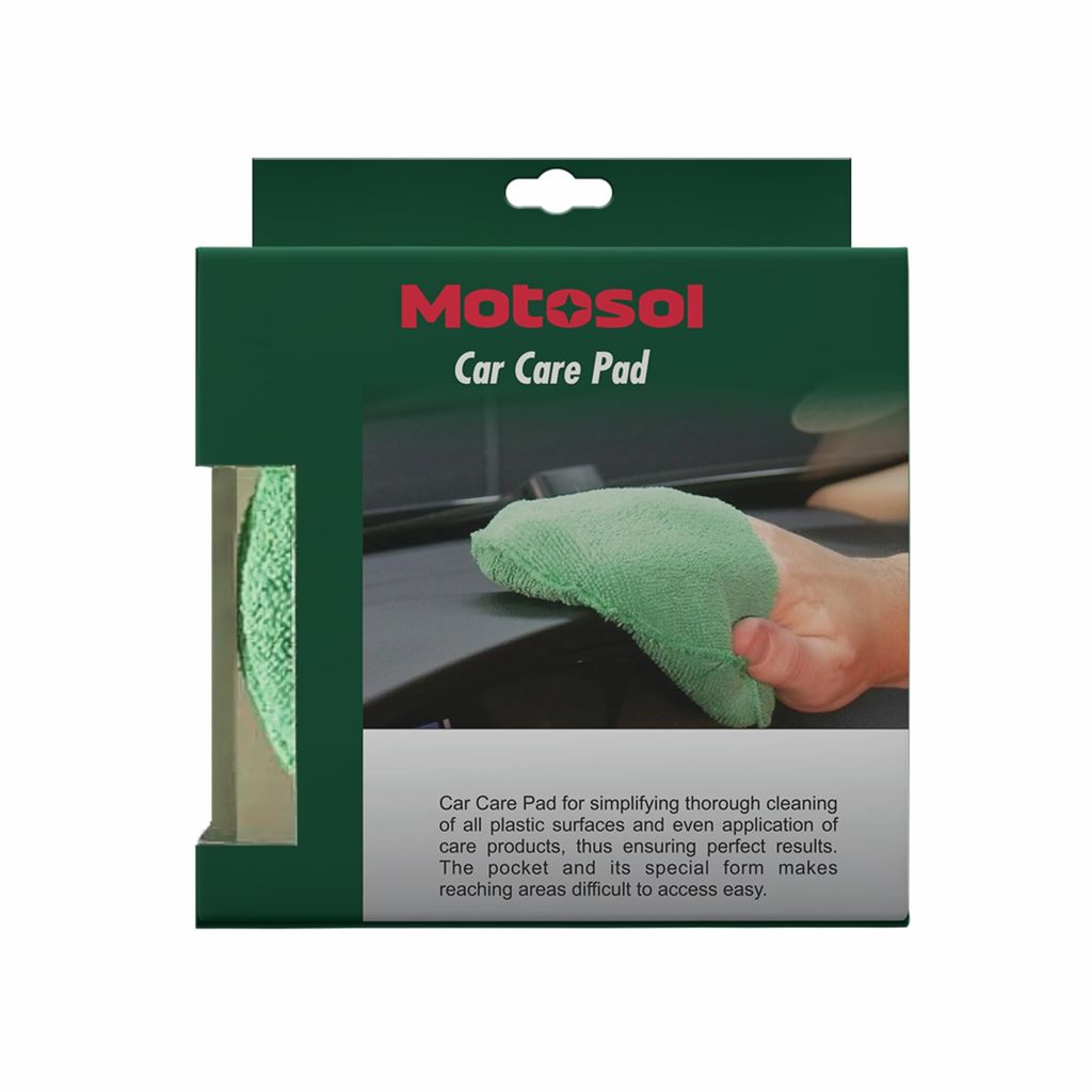 Motosol Car Care Pad (Green,340GSM) | Ultra-Soft Reusable Applicator Pads with Finger Loop for Car, Bike, Glass, Multi-Surface Cleaning | Ultra-Soft Car Pads for Polishing | Reusable Sponge Foam Pad