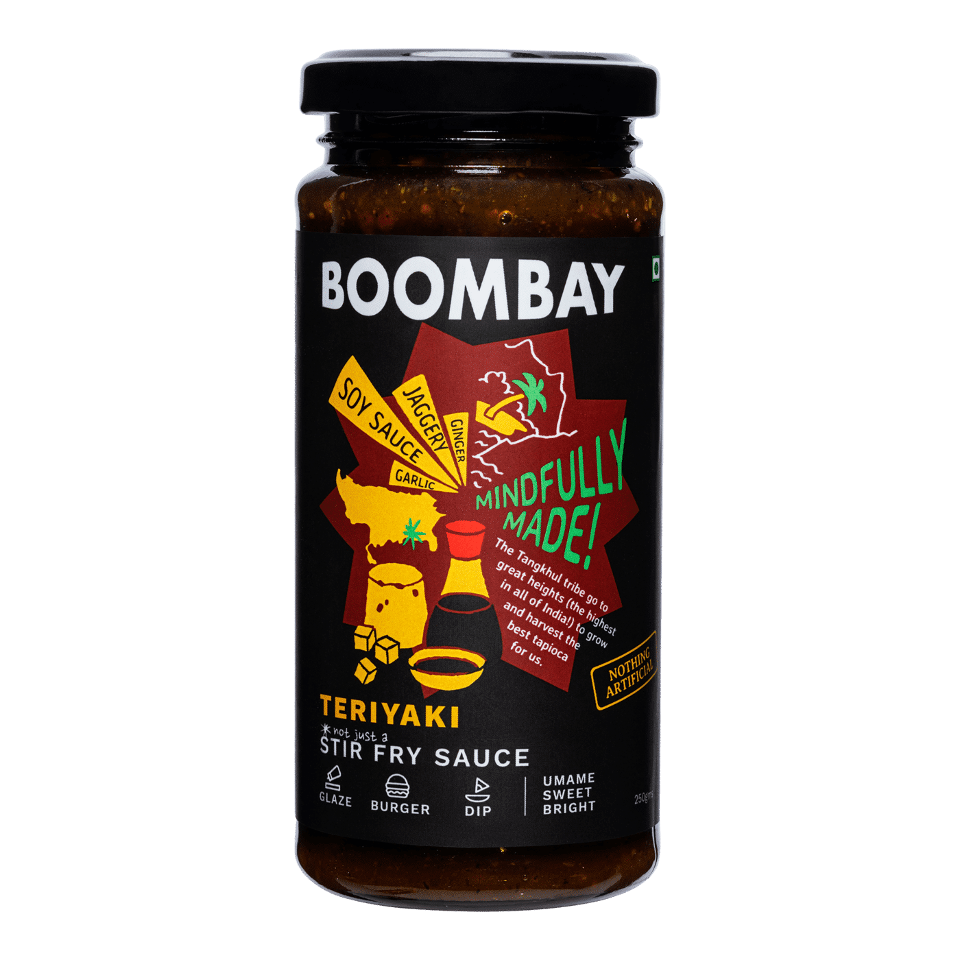 BOOMBAY Teriyaki Stir Fry Sauce - Use it in your Sandwich or as a Dip, with Noodles or Burgers, as a Glaze for Meats, Paneer or Tofu, 250 gm
