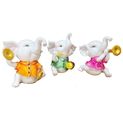 Set of three Musical Appu Showpiece The Best Gift For Friends H – 21 cm-Composite Marble