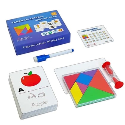 Colourful Tangaram Letters Writing Card