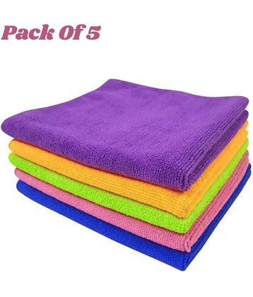 AKSMIT Multicolor 250 GSM Microfiber Cloth For Automobile ( Pack of 5 )