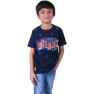 Kid Kupboard Cotton Boys T-Shirt, Dark Blue, Half-Sleeves, 7-8 Years KIDS7088
