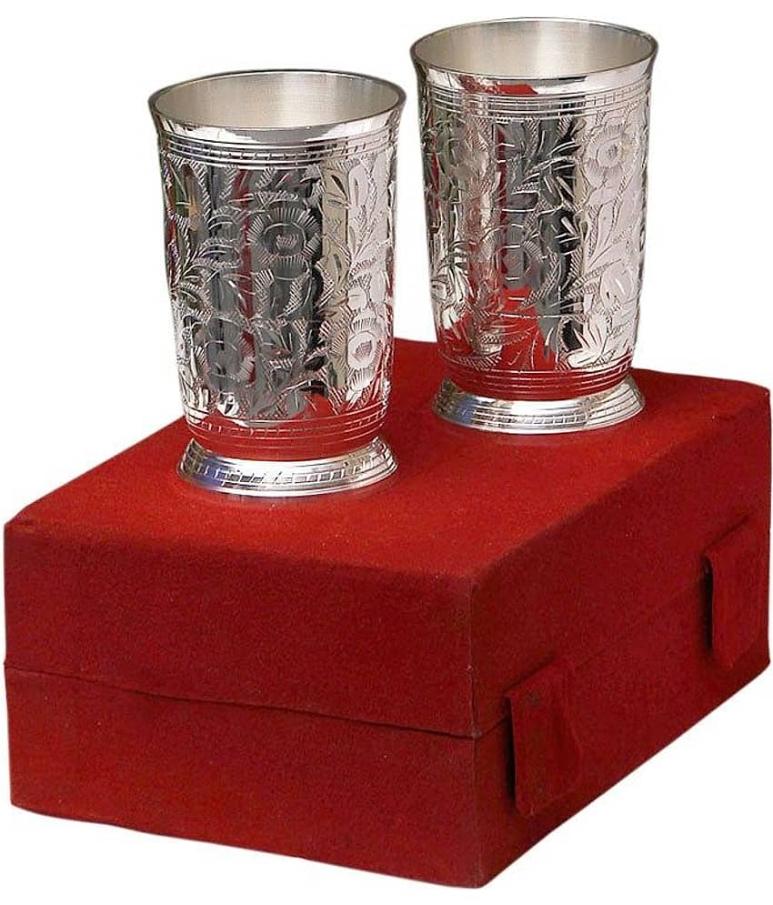 Urban hemlet Best Quality Silver Plated Serving Glass Set with Tray