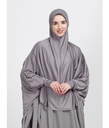 REVEIL Grey Polyester Stitched Hijab - Single - Free Size