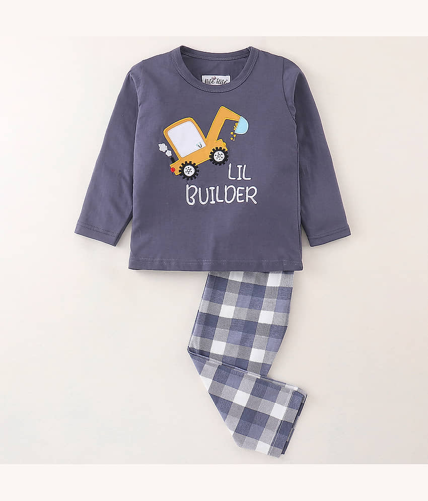 Nite Flite Pack of 1 Boys 100% Cotton Nightsuit Set ( Multi Color )