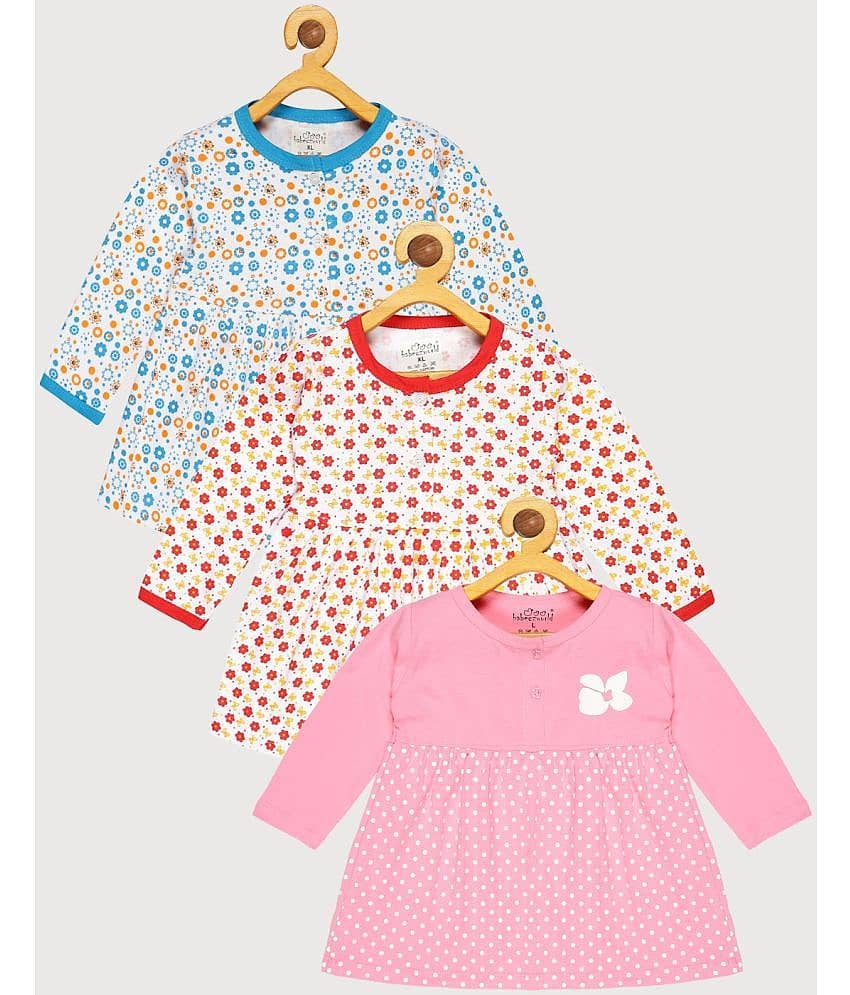 Babeezworld Pack of 3 Baby Girls Cotton Frock ( Multi )