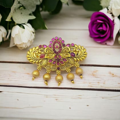 Matte Gold Plated Antique Design Hair Clip/Hair Barrette