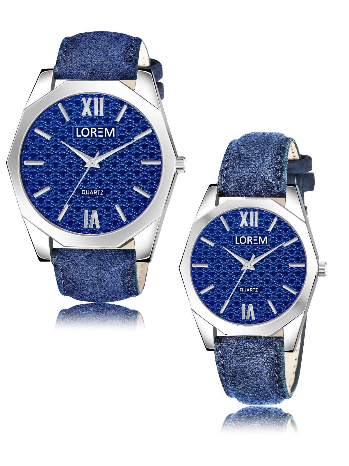 Blue 3D embossed Dial Analog Watch for Lovely Couple LR86-LR333
