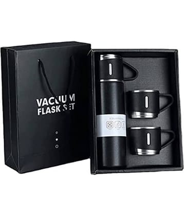 FSN 500ml Stainless Steel Vacuum Insulated Flask Water Bottle with 3 Tea Mug Set with Gift Box for Business Travel