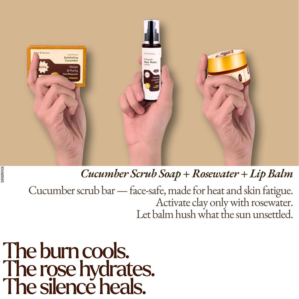 RUVA Ayurvedic Sunburn Face Pack | Sun-Soothed Vetiver & Aloe Lepa for Tanning, Redness & Inflammation | After-Sun Ayurvedic Remedy for All Skin Types | Men & Women