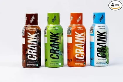 Crank Energy Shot Trial Pack (Pack of 4) |130mg Caffeine + Taurine + B-Vitamins + Phenylalanine | Real Cane Sugar for Optimal Energy | Instant & Sustained Energy for Workouts, Work, Travel, Sports | Pocket Sized | 60ml Each