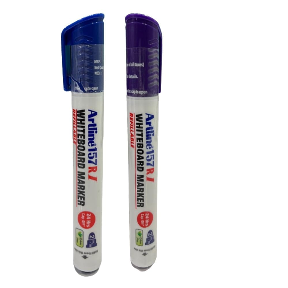 Artline 157RI Whiteboard Marker Pack of 10 (Blue and Purple Colours) | Quick Drying, Dry Wipe Ink, Low Odor