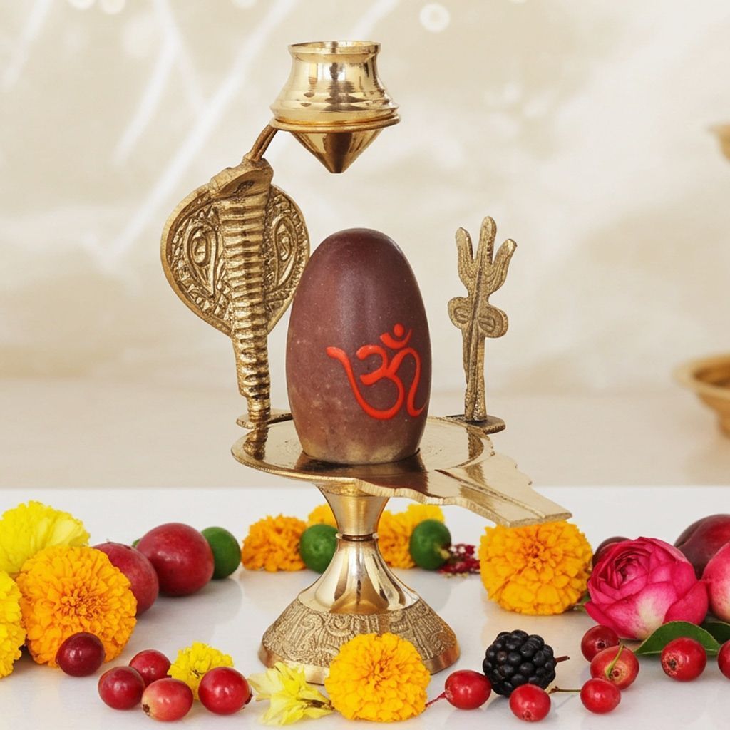 Brass Navdev Shivling ? Size 3 Navgrah Lingam, 5, Height : 5.3 Inch (ZMAS464 D)