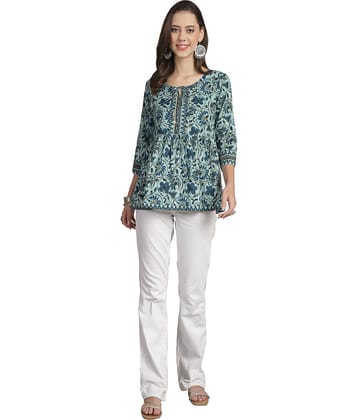 wonder weave Women's Cotton Regular Top ( Green )