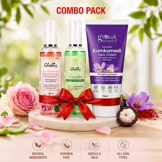 (Combo of 2) Globus Kumkumadi Ayurvedic Face Cream (50g) + Cucumber Rose Water Toner (200ml)