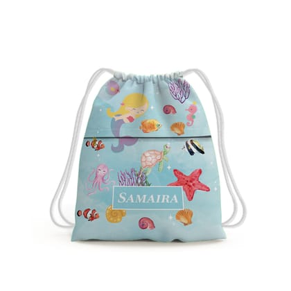 Lil Mermaid Swim Bag (kids)-Blue Watercolor / Toddlers [2-4 Years] / No