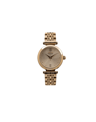 Qorum Katha Ladies Watch - Rose Gold Plated Stainless Steel Case With Rose Gold Dial