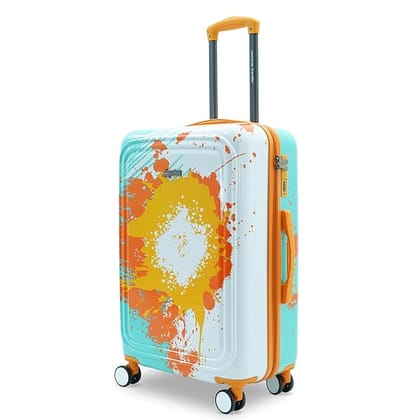 AMERICAN TRAVELLER Touris GlideSport Trolley Bag Set of 3 | S,M,L Suitcase Combo | Polycarbonate Hard Shell | 360 Disc Wheels | TSA Type Lock | Football Splash Design | Travel Luggage (28, Orange)