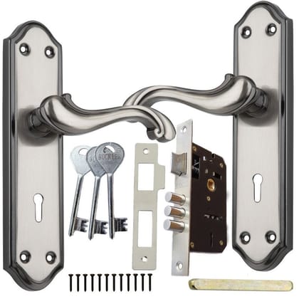 BUCKLER Iron Mortise Handle Lock for Main Door, Bedroom, Main Gate Heavy Duty-70MM Double Turn Lock-8 Inch-GANESHA-BS