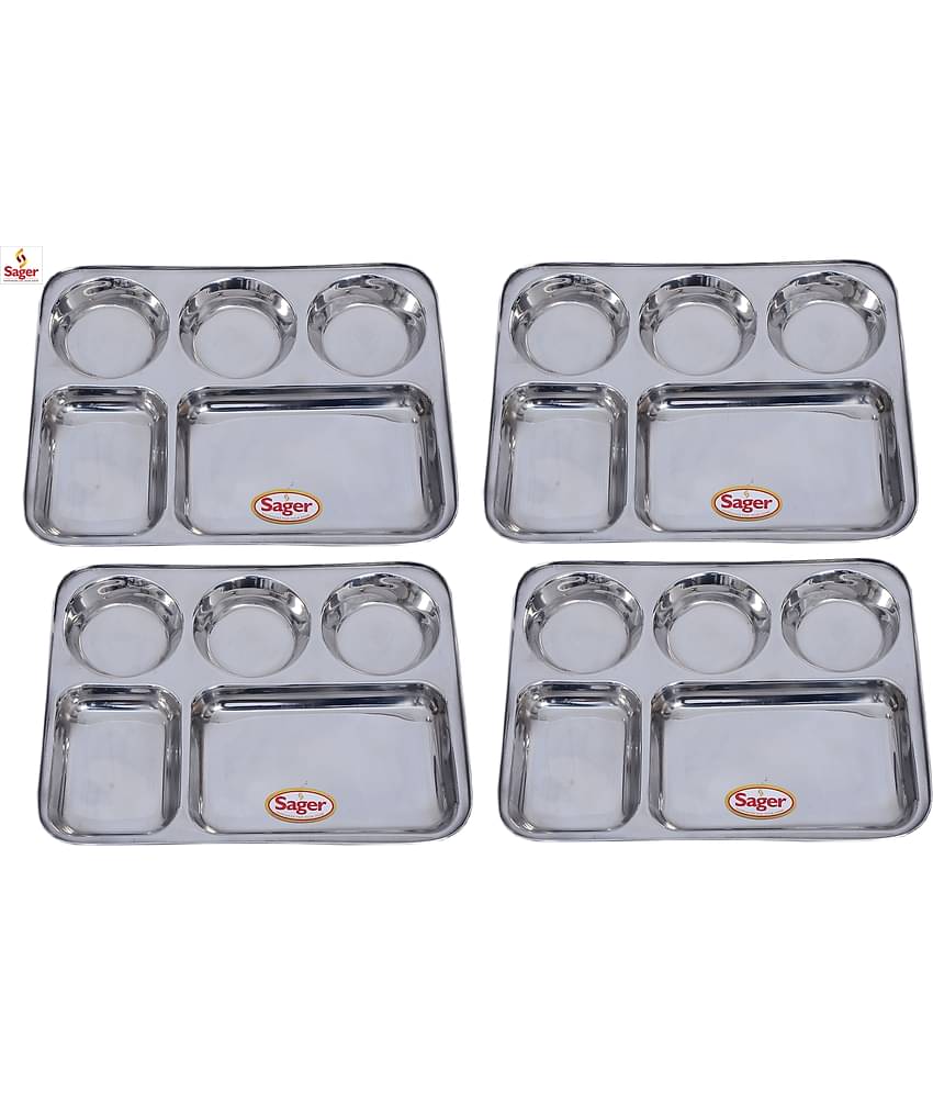 SAGER Bhojan Thali Stainless Steel Dinner Set of 4 Pieces