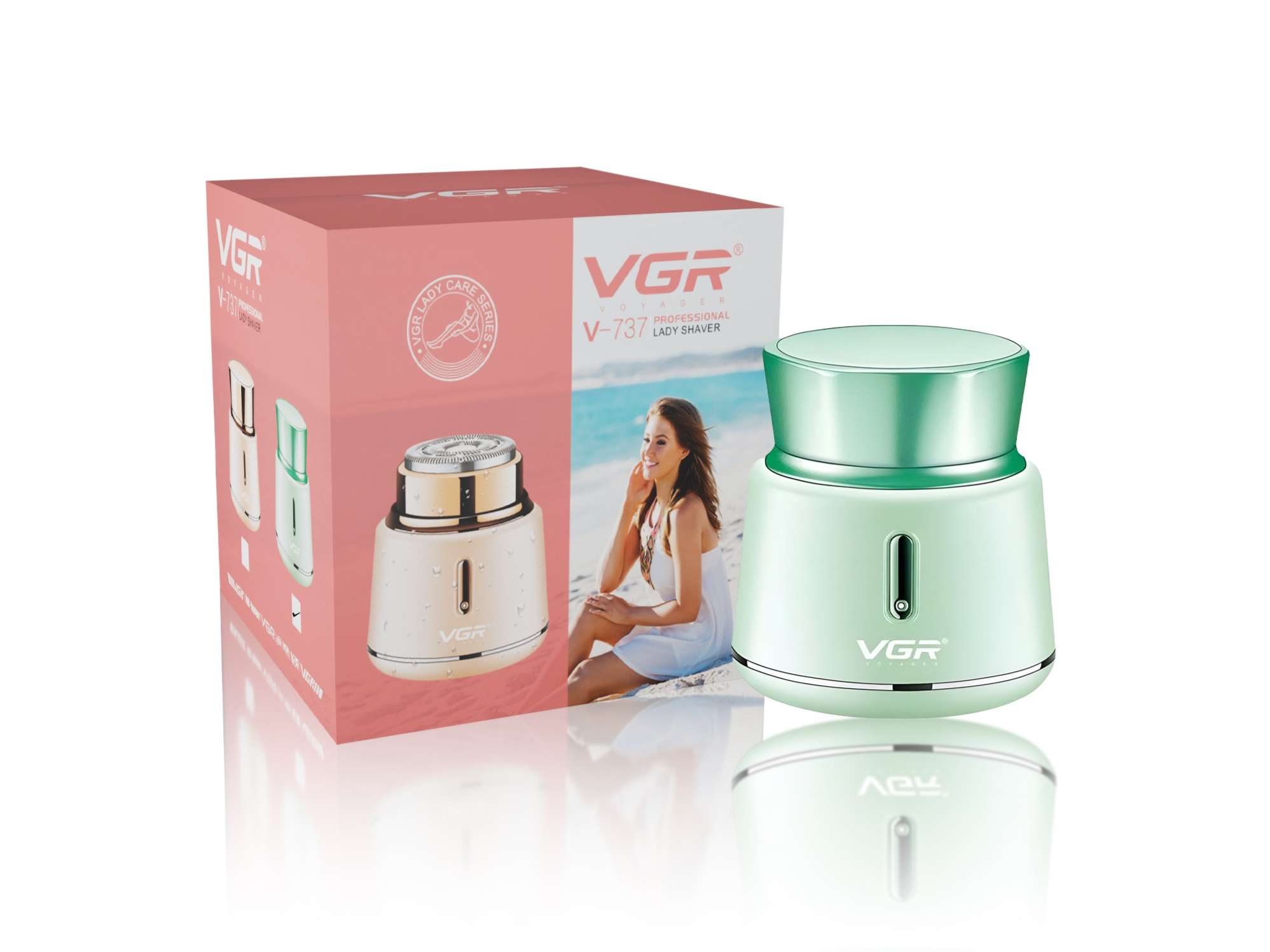 VGR V-737 Professional Rechargeable shaver fully waterproof (IPX5), Portable, Painless & Cordless Shaver for women with USB charger & LED Indicator | 500mAh lithium battery | 1 Year Warranty (Green)