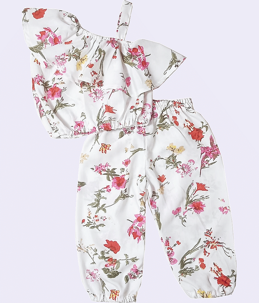 harshvardhanmart.com Pack of 1 Girls Crepe Top With Pajama ( Off White )