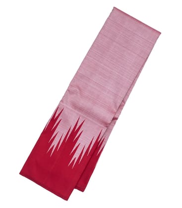 Dusty Pink Handloom Kanchipuram Korvai Silk Saree With Crimson Border-Dusty Pink