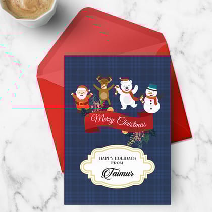 Lil X'mas Friends Christmas Greeting Card-Navy
