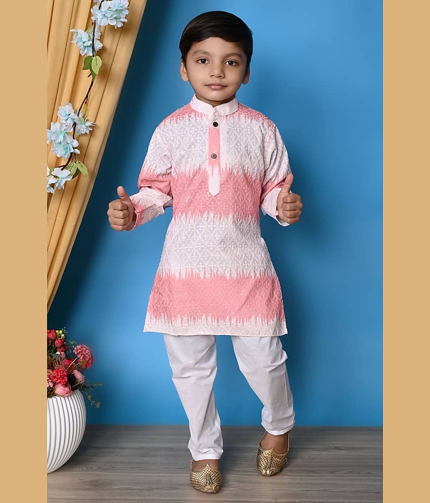 New Collection Boys Chanderi Pink Kurta Pant Set ( Pack of 1 )