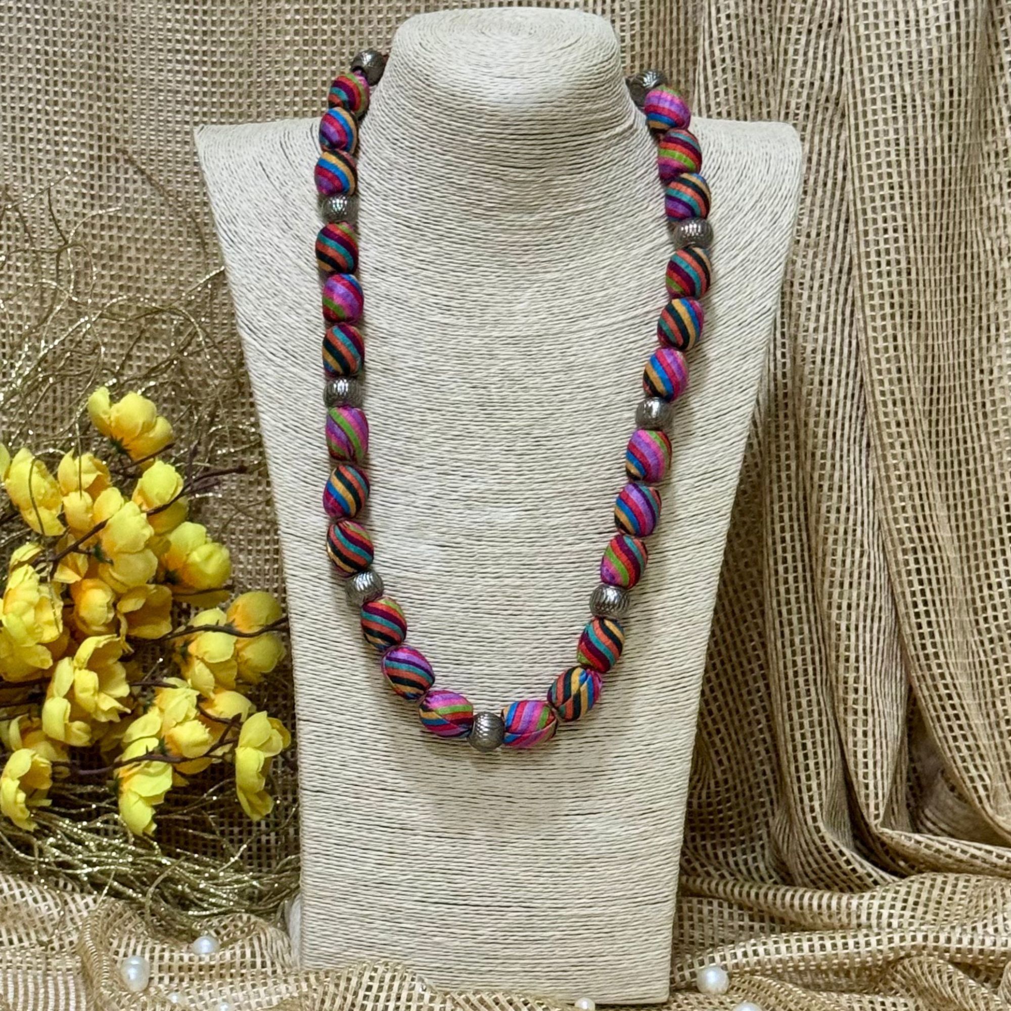 Single layer Fabric Braded Neckalce in Silk